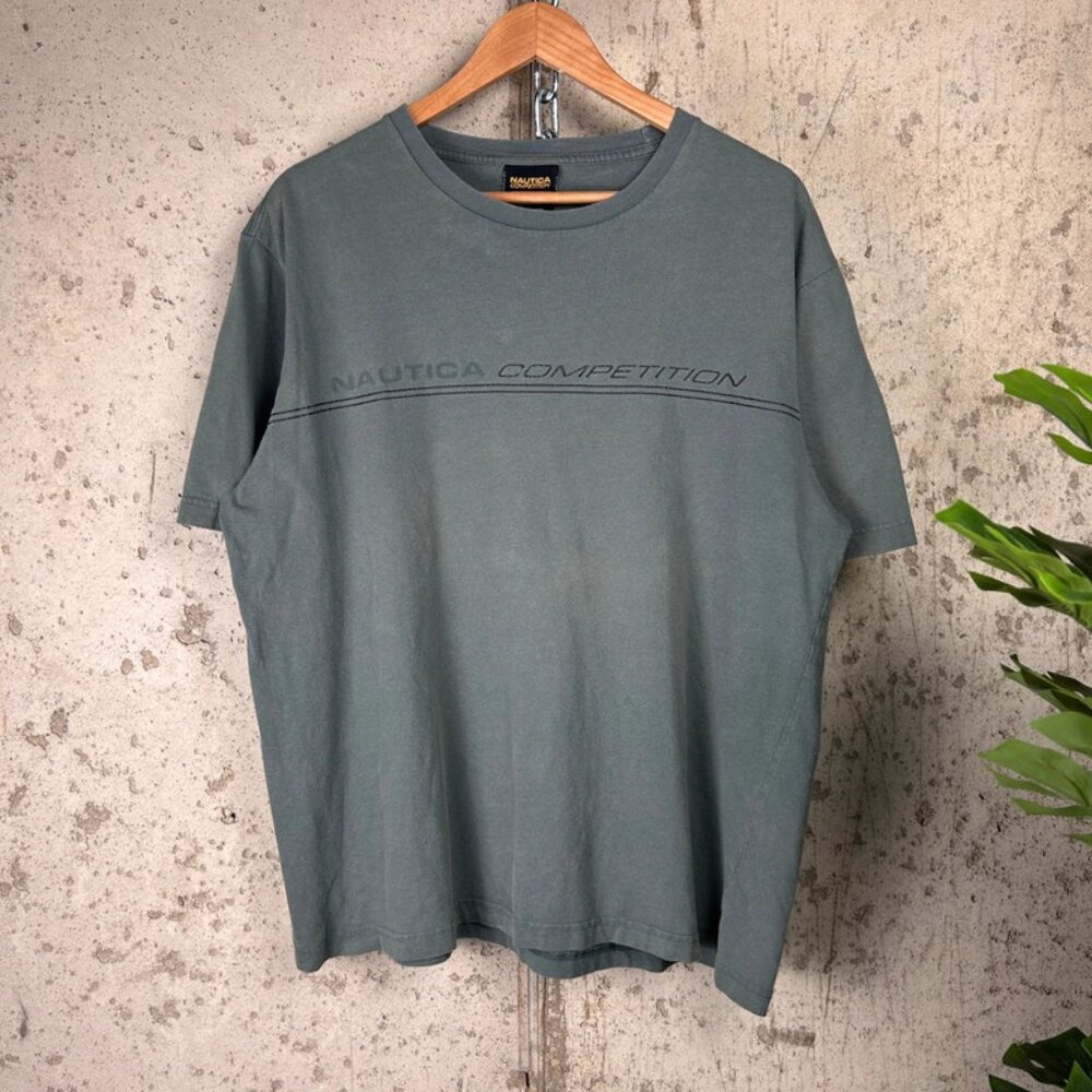 L Y2K Nautica Competition Earth Tone Green Shirt